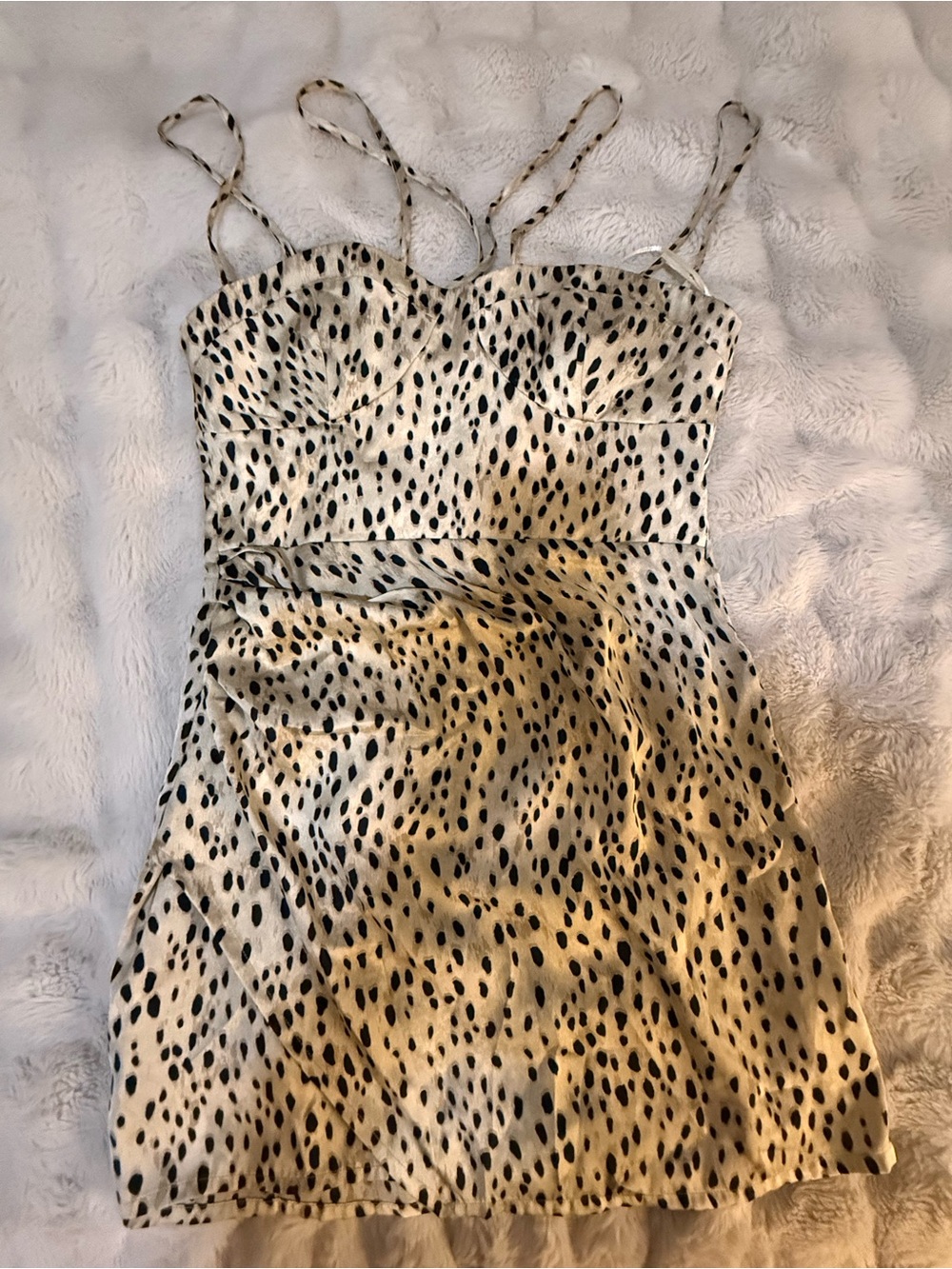 Zara Cream Mini Dress with Black Spot Print